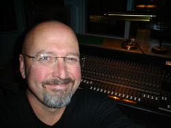 Dave Heidt mixing sound tracks at his studio in Placitas NM.